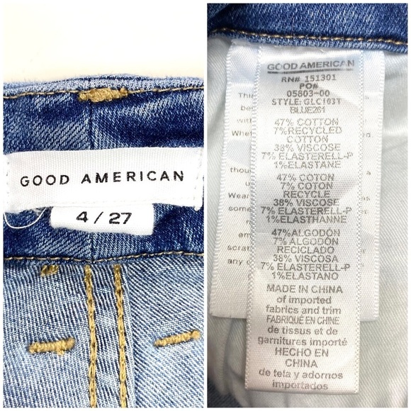 𝅺GOOD American Good Legs Crop Knees distressed Jeans GLC103T - Picture 7 of 11